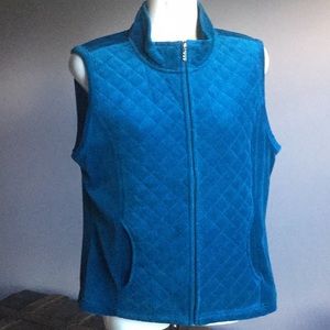 WHITE STAG QUILTED VELOUR VEST    TEAL BLUE    MED